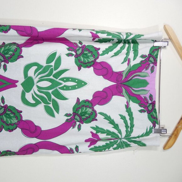 Caroline Constas Twist Front Crop Top & Midi Skirt SET L Linen Blend Floral NEW - Picture 10 of 14